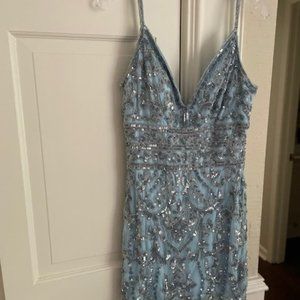 Homecoming Dress - Beaded, Short, Powder Blue